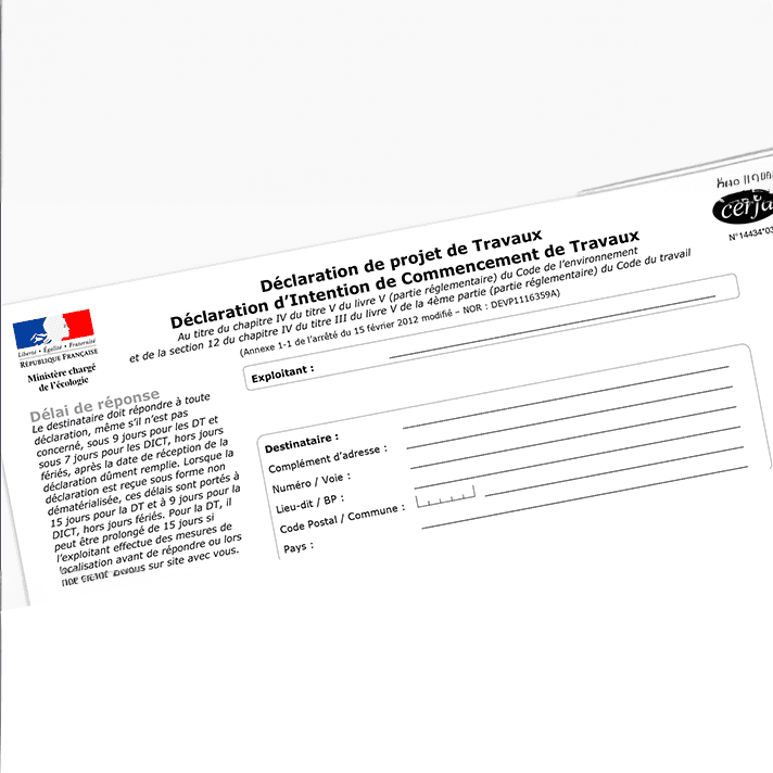 DICT travaux (Déclaration d’Intention de Commencement)
