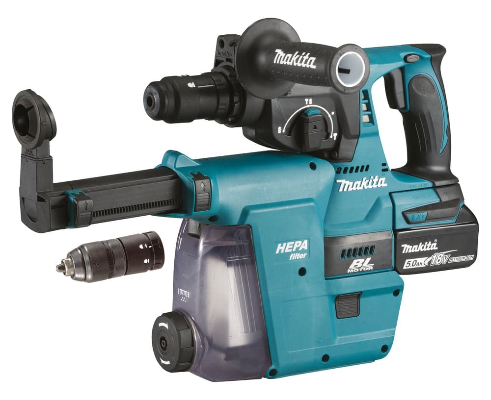 Perfo-burineur SDS-Plus LXT 18V Li-Ion 5Ah – 24 mm avec aspiration DX07 – MAKITA DHR243RTJW
