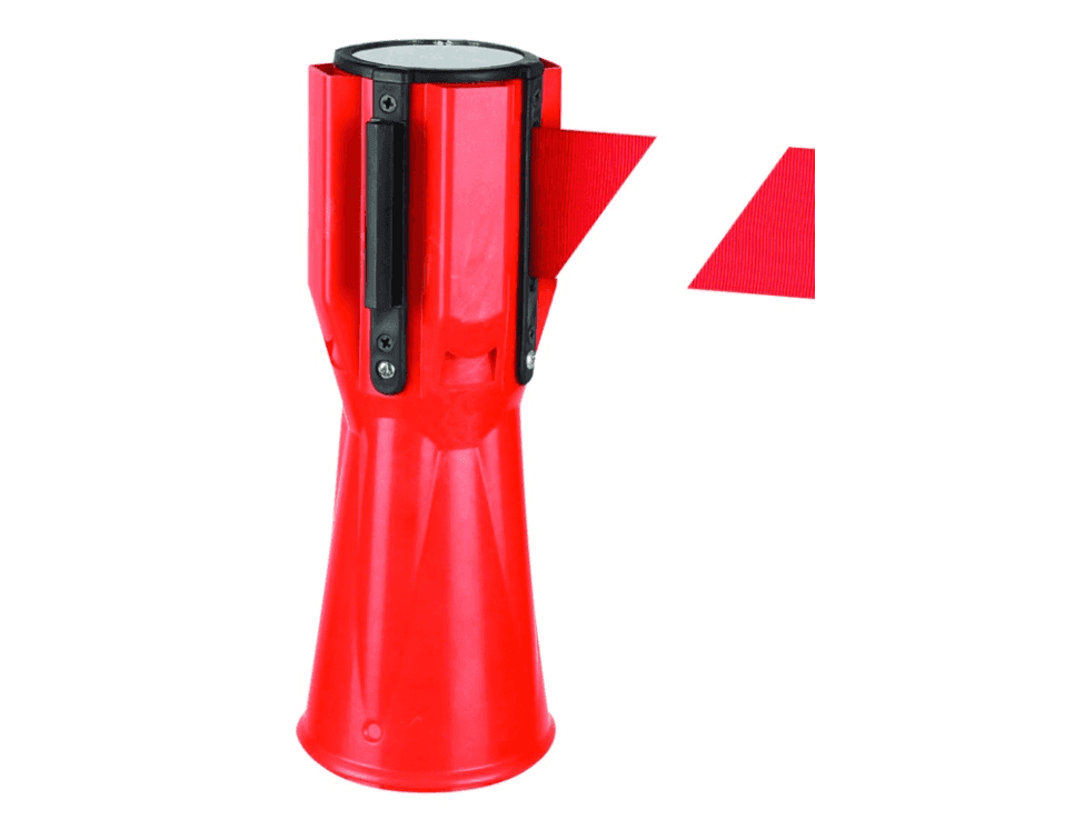Dérouleur de sangles pour cônes – sangle rouge et blanche 3 m