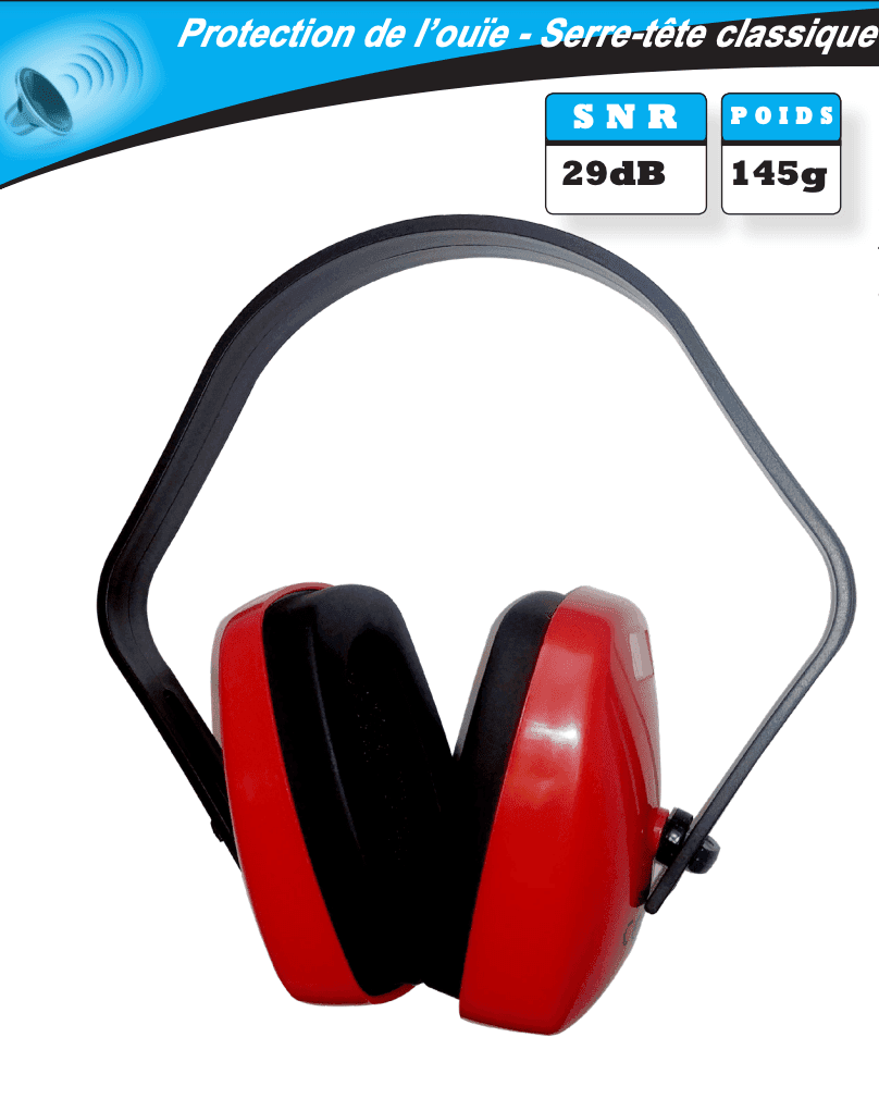 Casque antibruit léger SNR 29db - Lot de 10