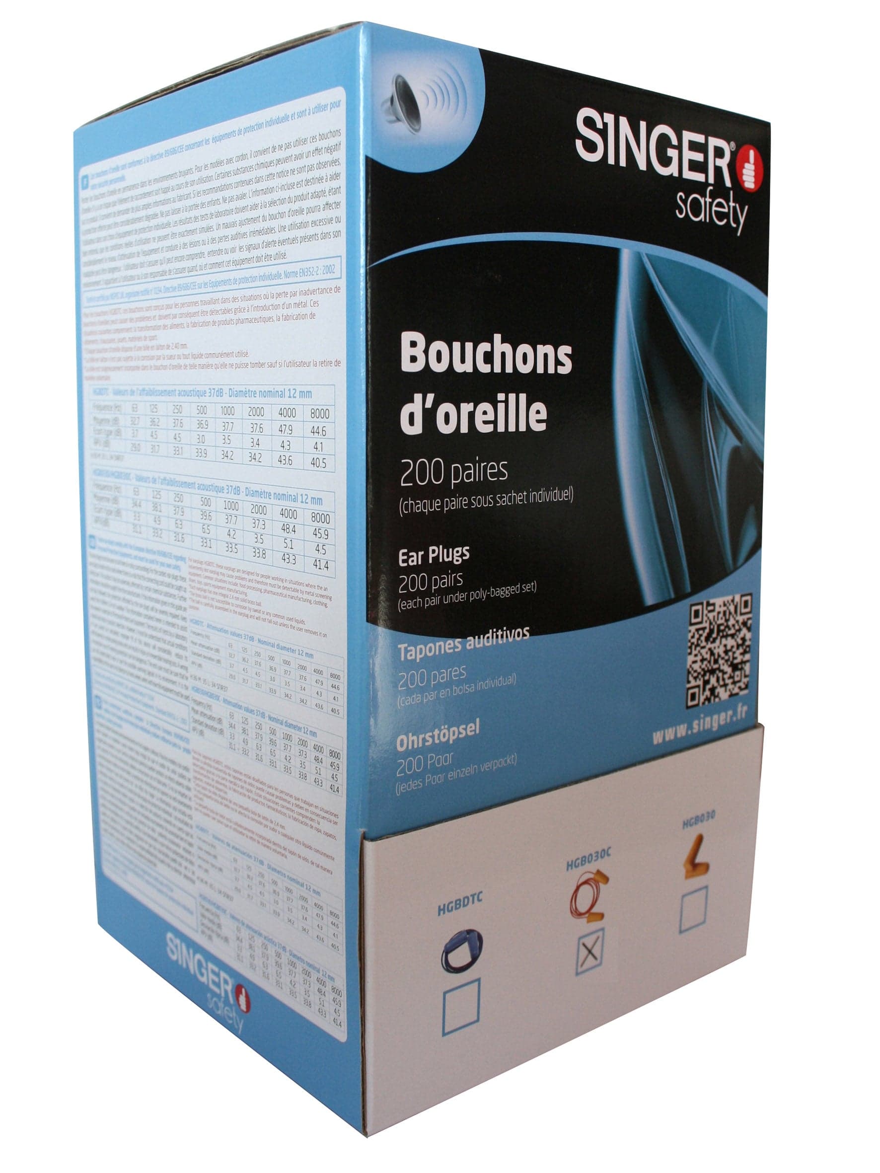 Bouchons d'oreille avec cordon - 200 paires